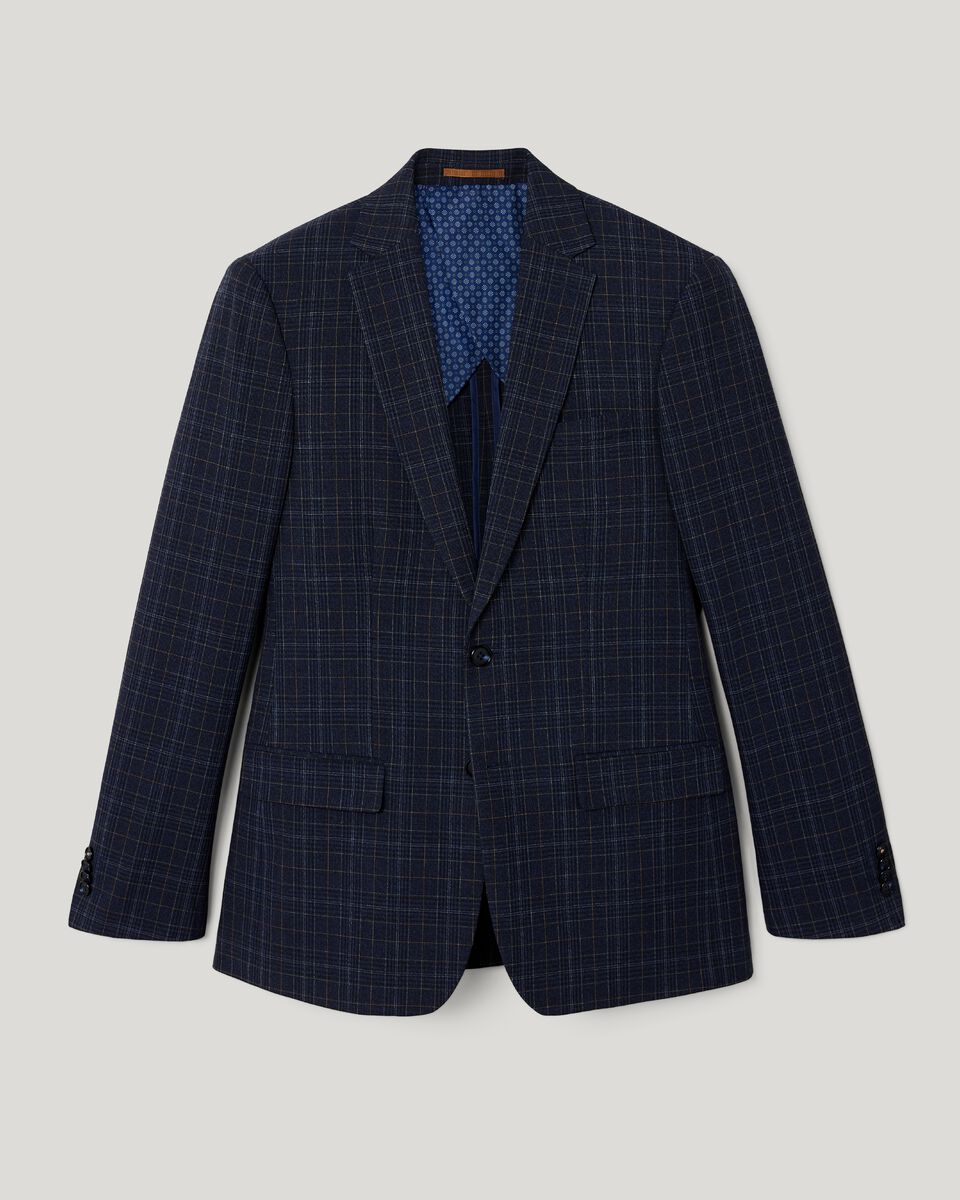 Slim stretch checked tailored jacket, Navy Check, hi-res